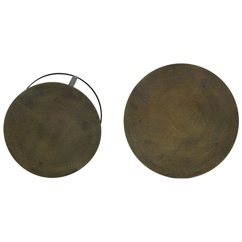 TRELO Textured Antiqued Bronze and Black Metal Nesting Tables 52cm