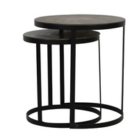 TRELO Textured Antiqued Bronze and Black Metal Nesting Tables 52cm