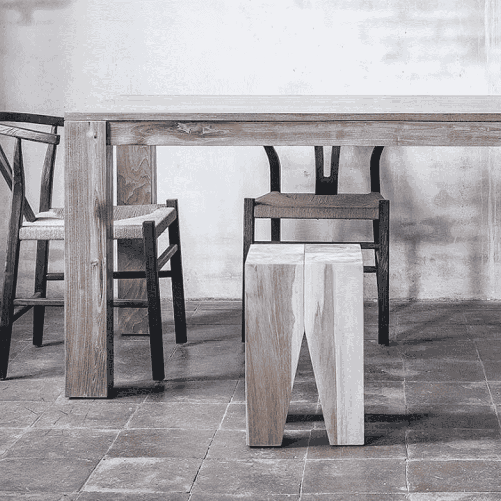 TRIANGLE Natural Teak Stool 45cm-C