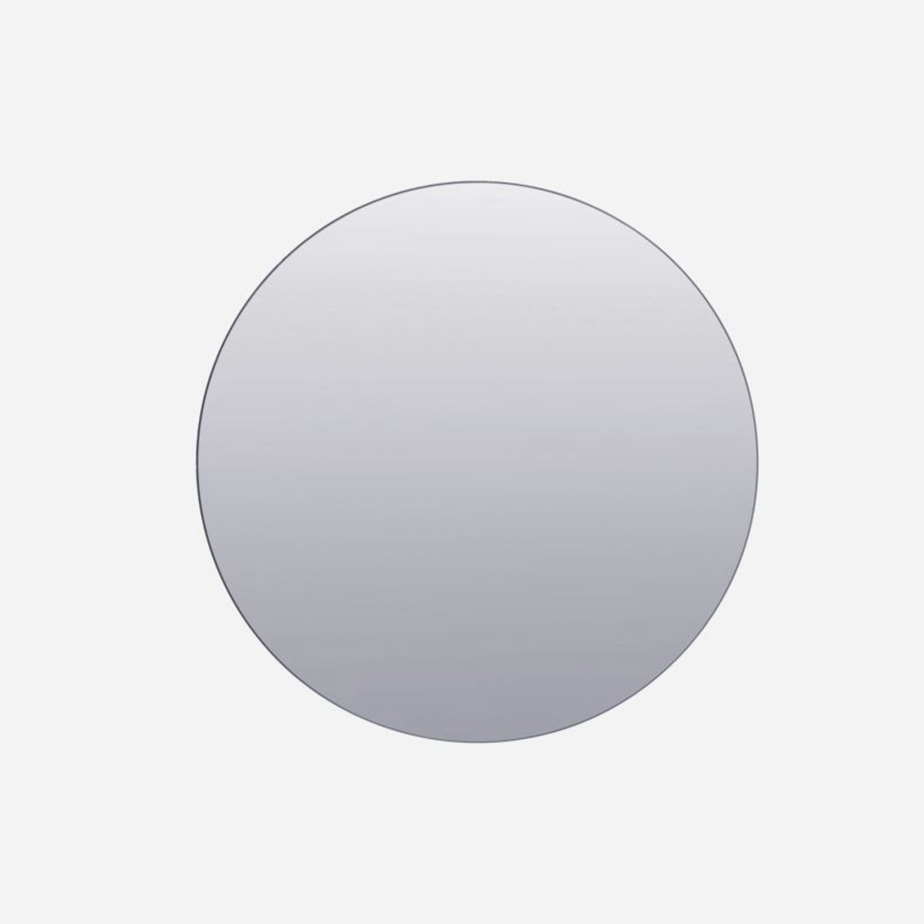 Thin Rimmed Round Grey Glass Mirror 80cm
