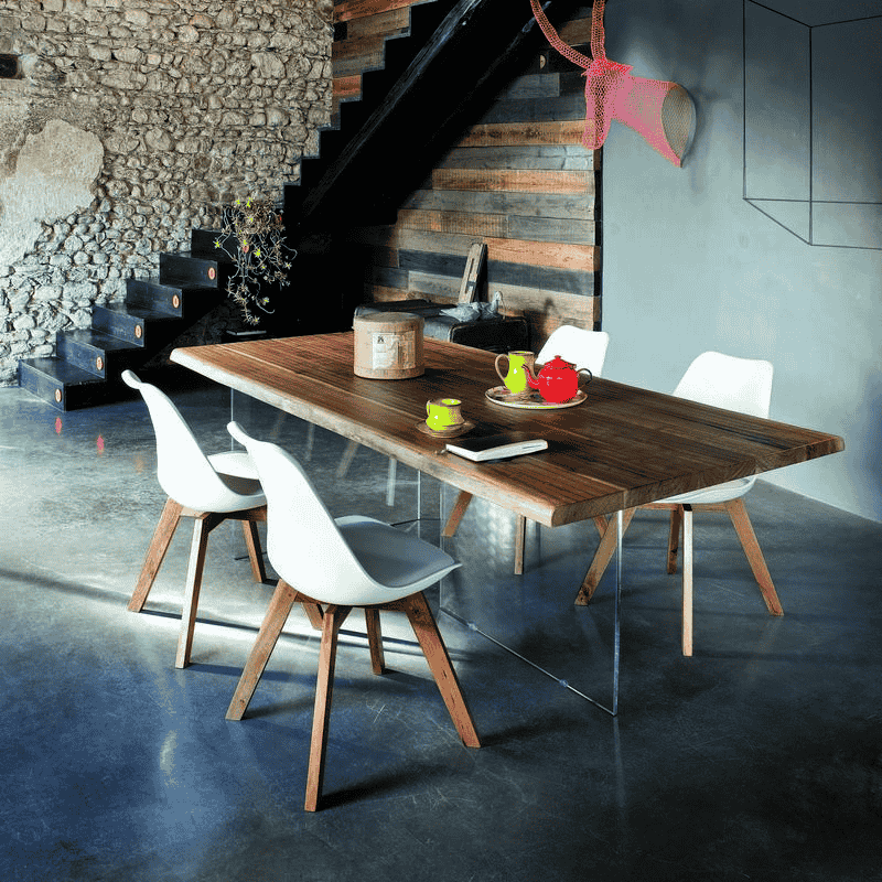 Toronto Walnut Table with Glass Legs | Annie Mo's