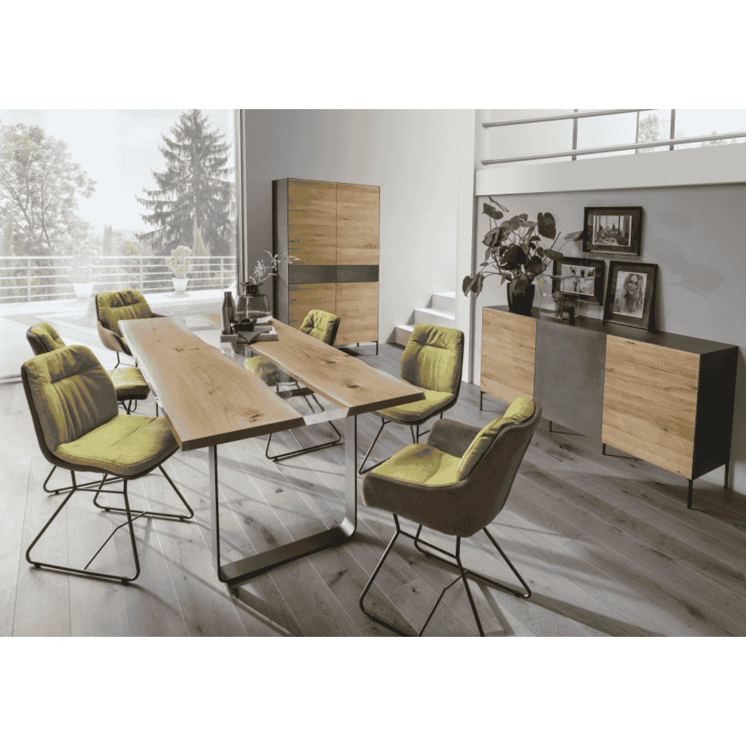 Toronto Walnut Table with Glass Legs | Annie Mo's