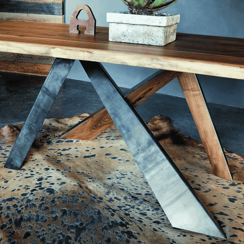 Toronto Dining Table with Walnut Top and Metal Edged Legs | Annie Mo's