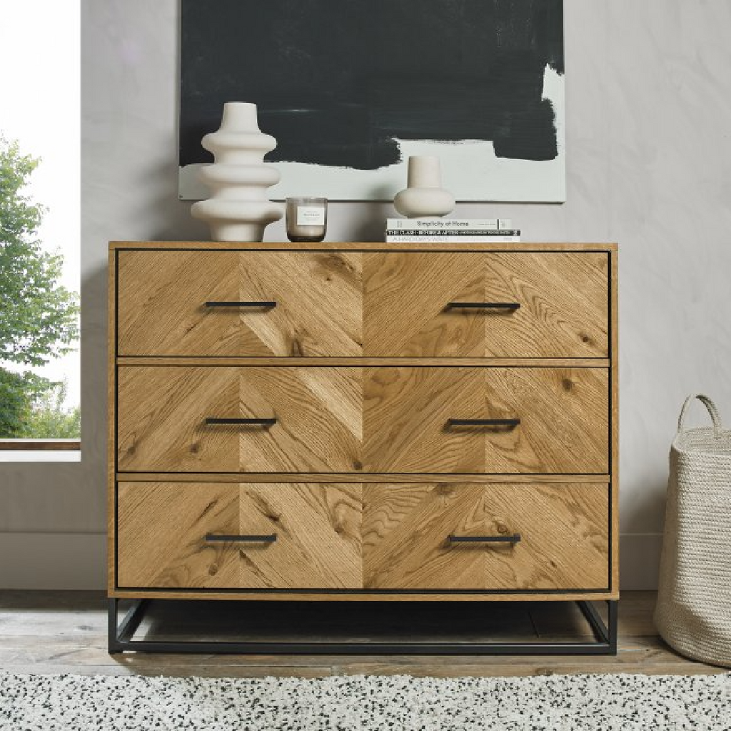 Riva Rustic Oak Three Drawer Chest