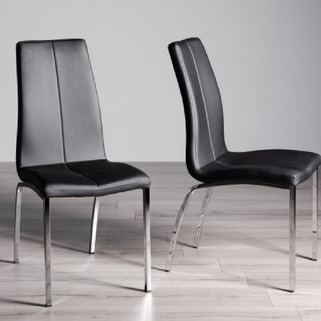 Benton Black Faux Leather Chairs ( Pair )