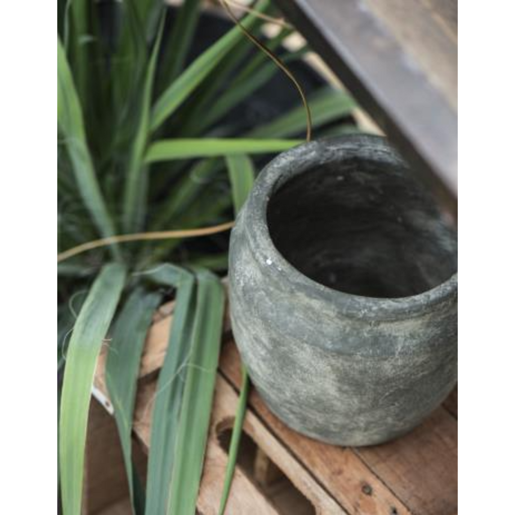 Clay Athens Grooved Pot - Green Washed 15cm