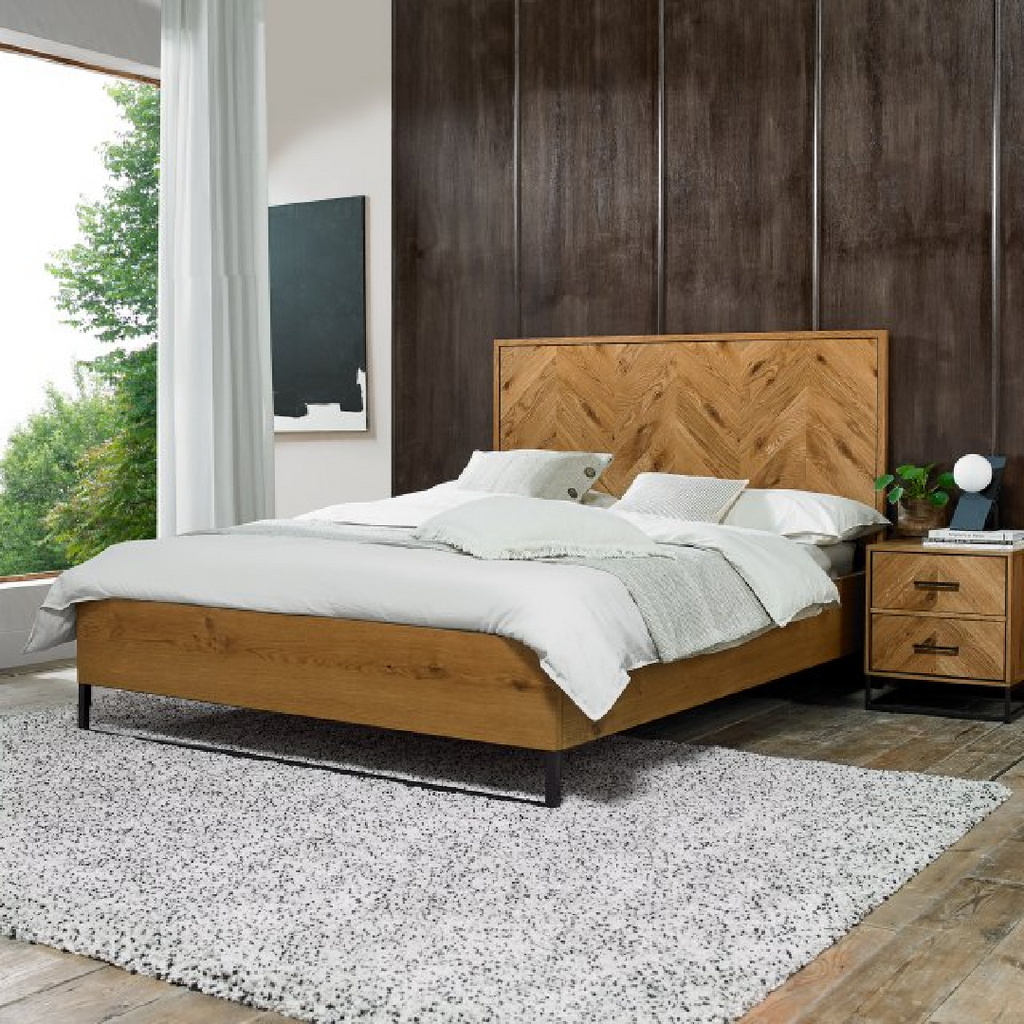 Riva Rustic Oak Panel Bedstead King 150cm