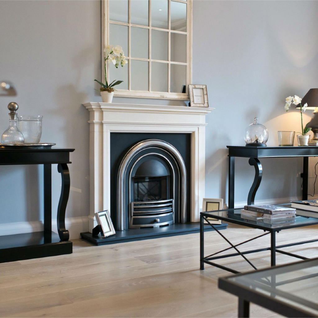 Wilton White Mirror with Wooden Grid 120cm