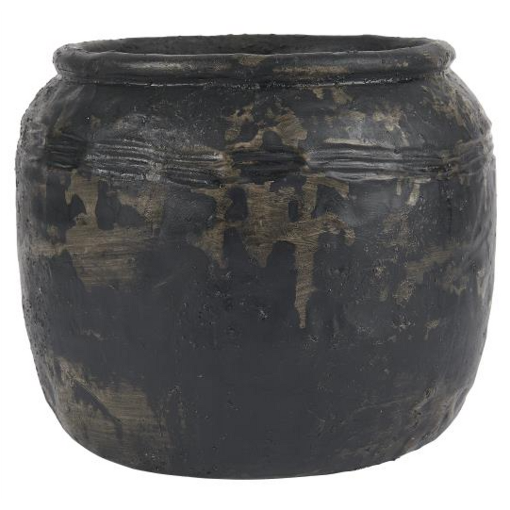 Black Cement Rustic Pot 18cm | Annie Mo's