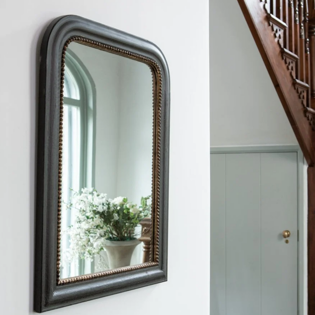 Vintage Look Mirror Black with Golden Rim 92cm | Annie Mo's