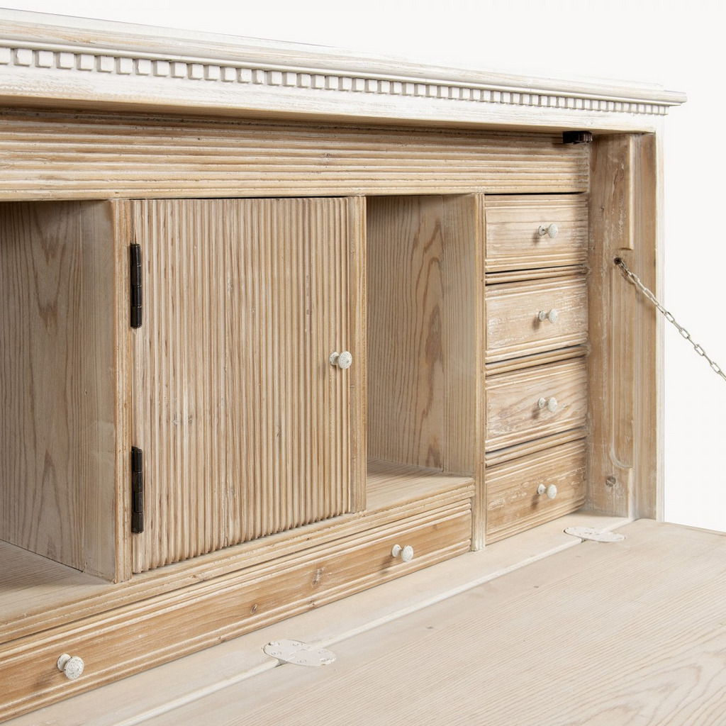 White Loumarin Distressed Secretary Desk 122cm