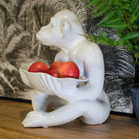 White Monkey With Bowl Figure