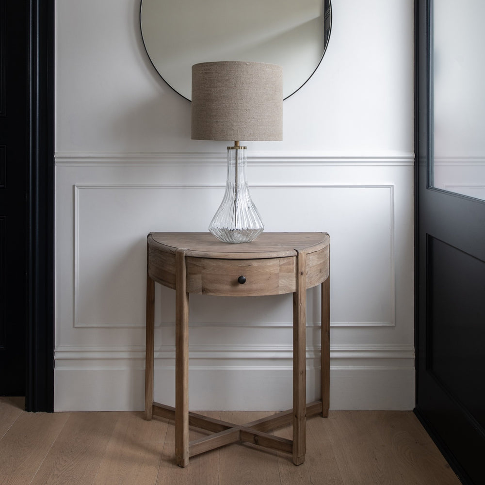 Fluted Claymore Clear Glass Lamp with Shade 68cm