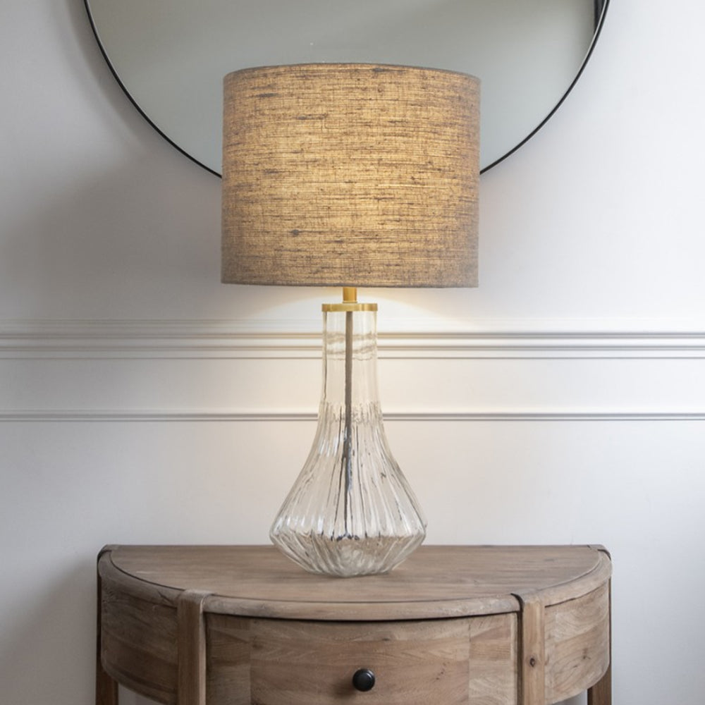 Fluted Claymore Clear Glass Lamp with Shade 68cm | Annie Mo's