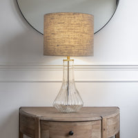 Fluted Claymore Clear Glass Lamp with Shade 68cm | Annie Mo's