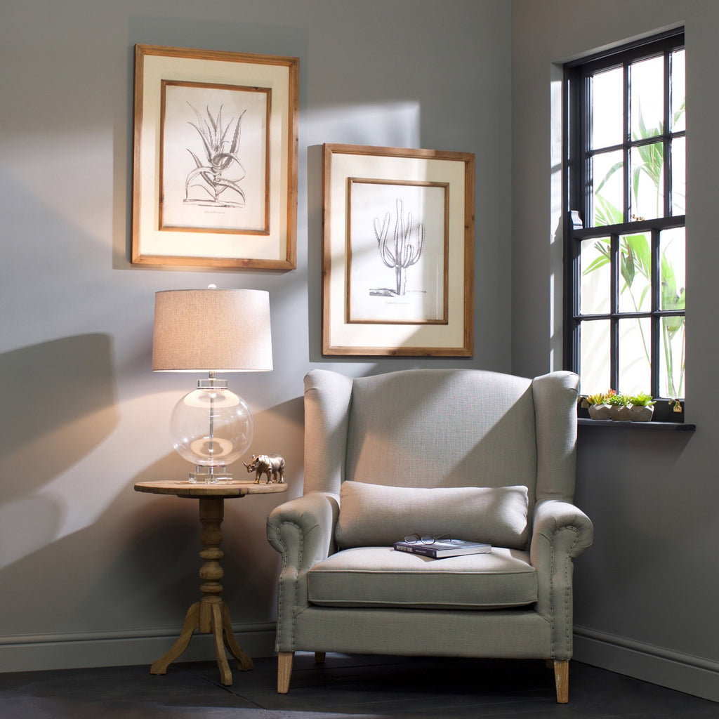 Round Glass and Solid Crystal Lamp with Shade | Annie Mo's