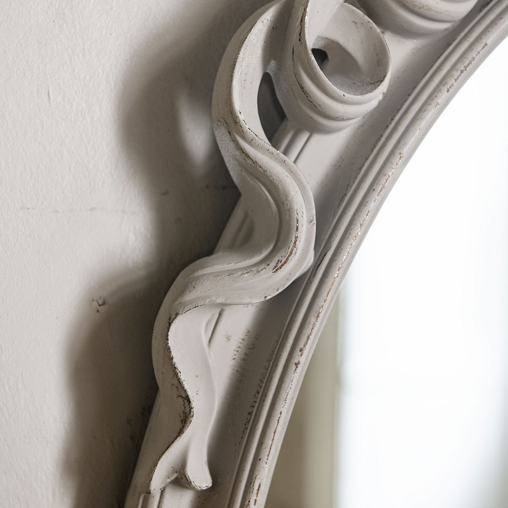 Wilton Grey Ribbon Top Oval Mirror 130cm