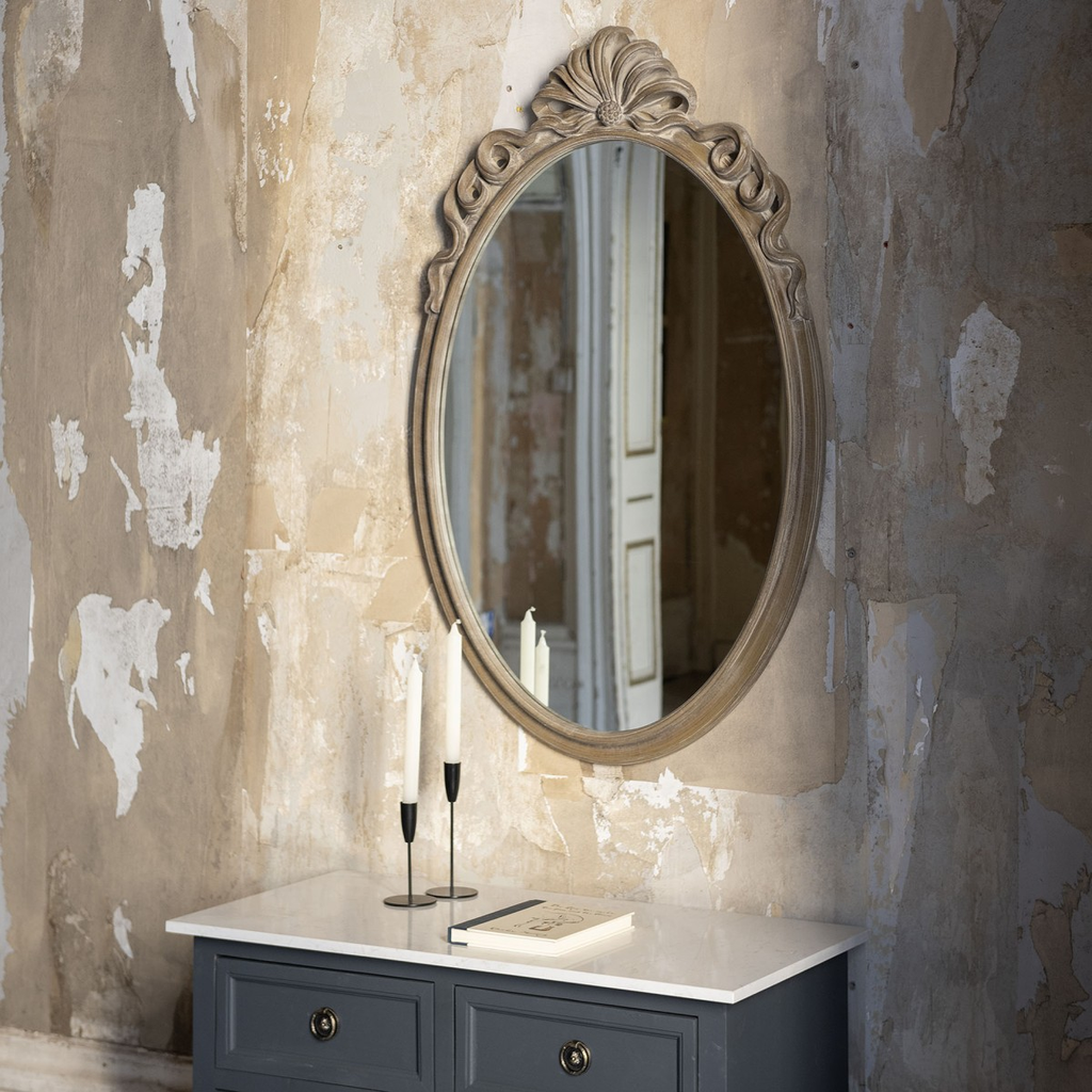 Wilton Natural Ribbon Top Oval Mirror 130cm