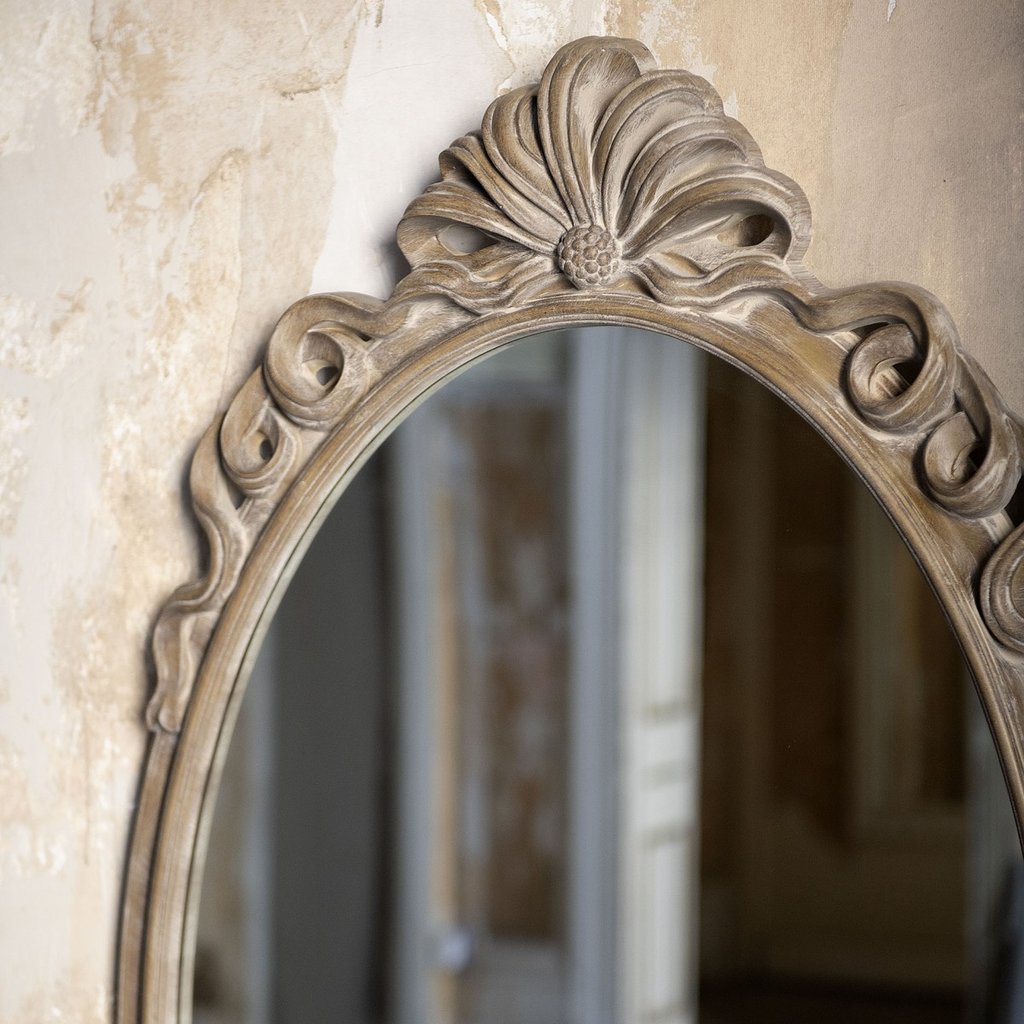 Wilton Natural Ribbon Top Oval Mirror 130cm