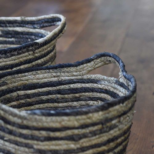 Set of Three Corn Striped Baskets with Handles 47cm