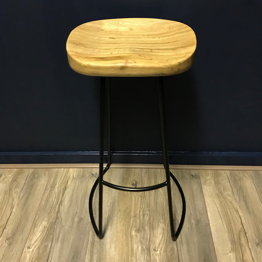 Weathered Oak and Metal Stool | Annie Mo's