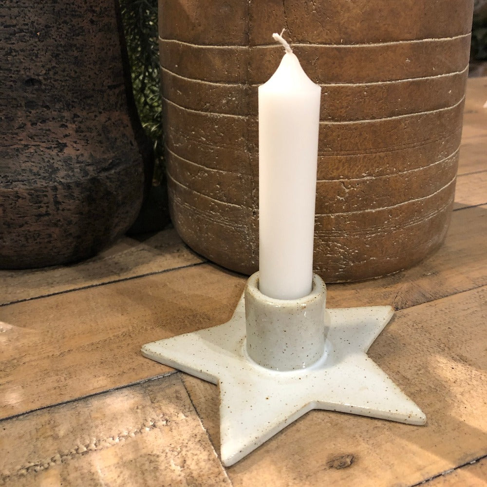 Star Porcelain Dinner Candle Holder 12cm