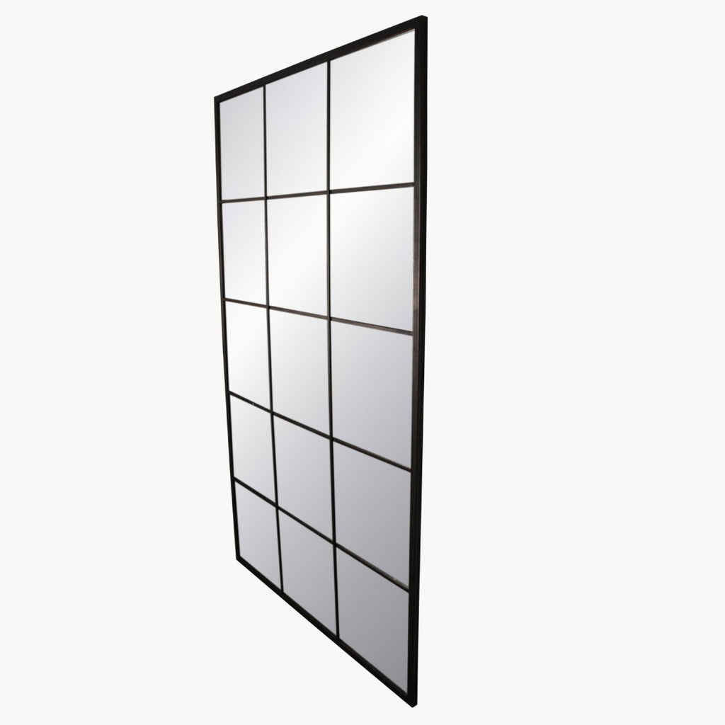 Wilton Antiqued Glass and Iron Window Mirror 184cm High