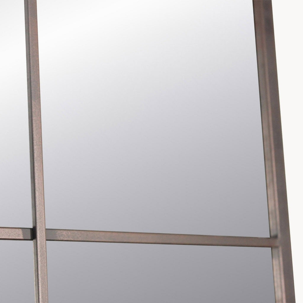 Wilton Antiqued Glass and Iron Window Mirror 184cm High