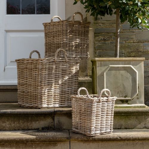 Set of Three Square Kubu Log Baskets 46cm | Annie Mo's