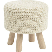 Nomad Knitted Wool Stool 4 Legs - Natural | Annie Mo's