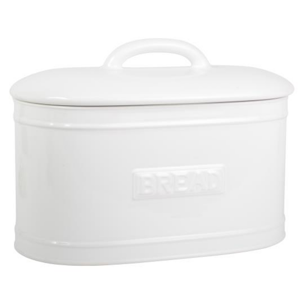 White Ceramic Oval Bread Bin