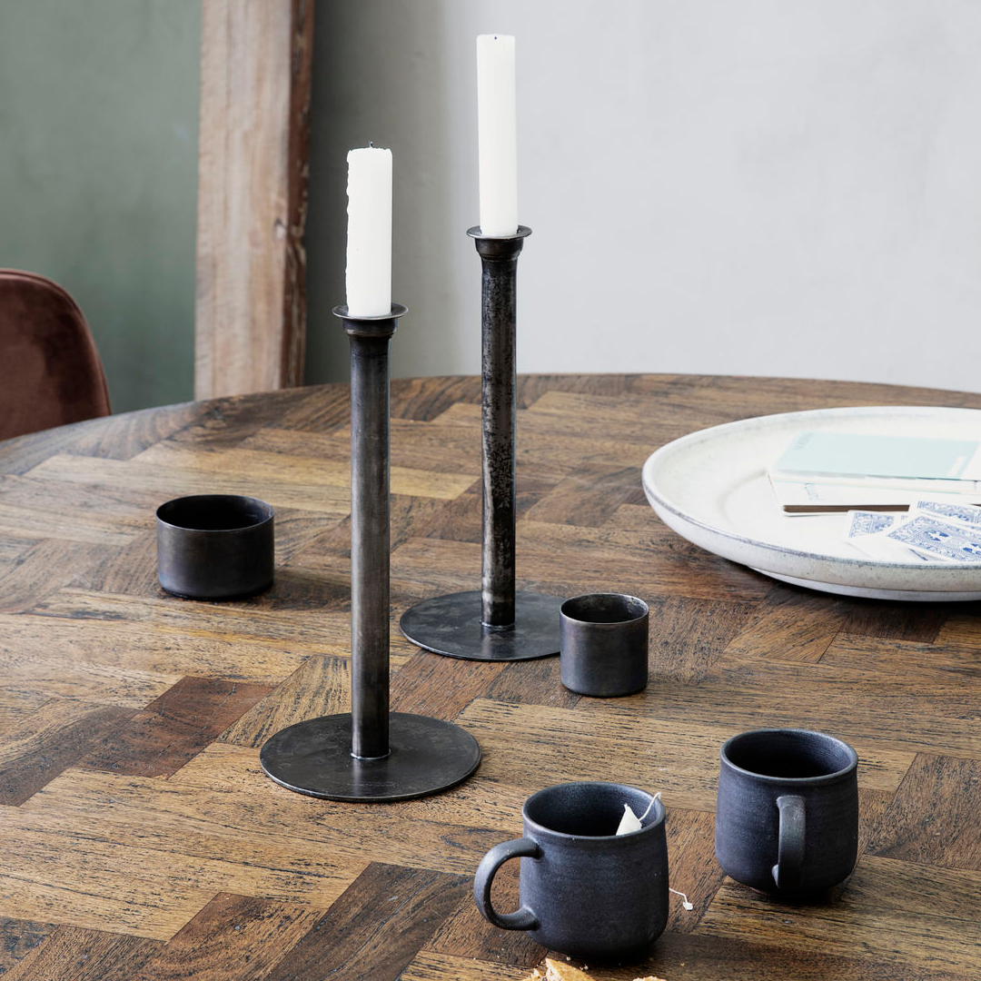 Antiqued Copper Candlestick 27cm