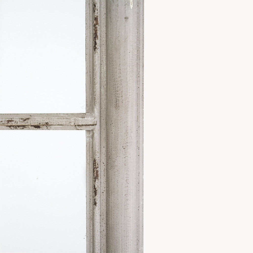 Wilton Grey Mirror with Wooden Grid - Close Up | Annie Mo's