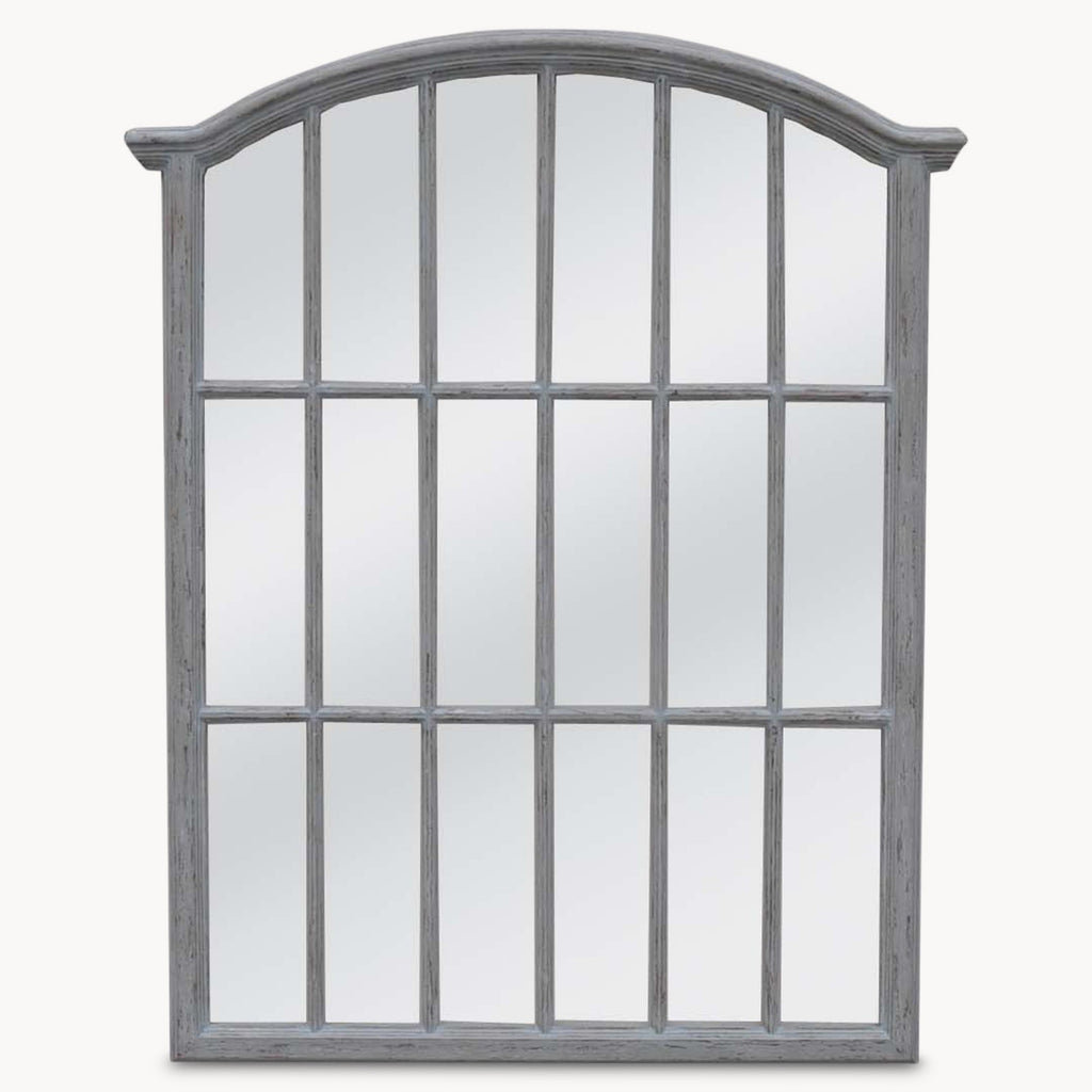 Pale Grey Window Pane Mirror | Annie Mo's