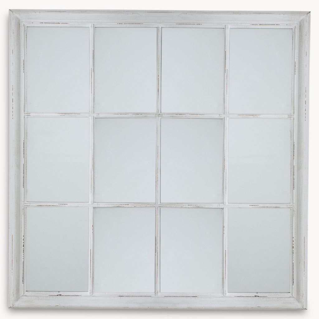 Wilton White Mirror with Wooden Grid 120cm