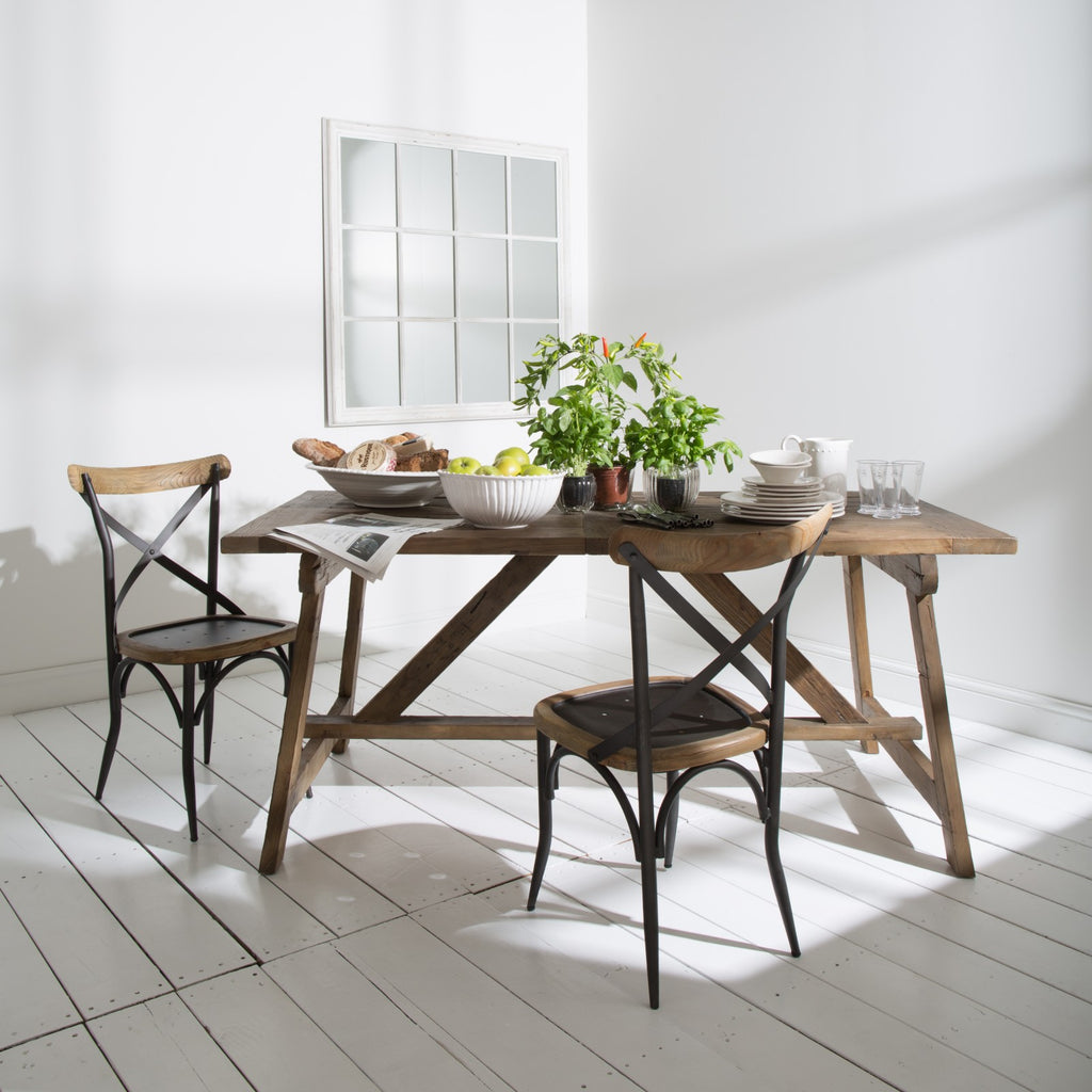 Wilton White Mirror with Wooden Grid 120cm