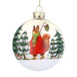 Glass Bauble with Pale Gold and Plaid Squirrel 8cm | Annie Mo's