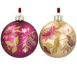 Glass Bauble 8cm - Fuchsia/Gold Leaf/Floribunda - Colour Choice | Annie Mo's