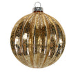 Clear Antiqued Gold Ribbed Bauble 8cm