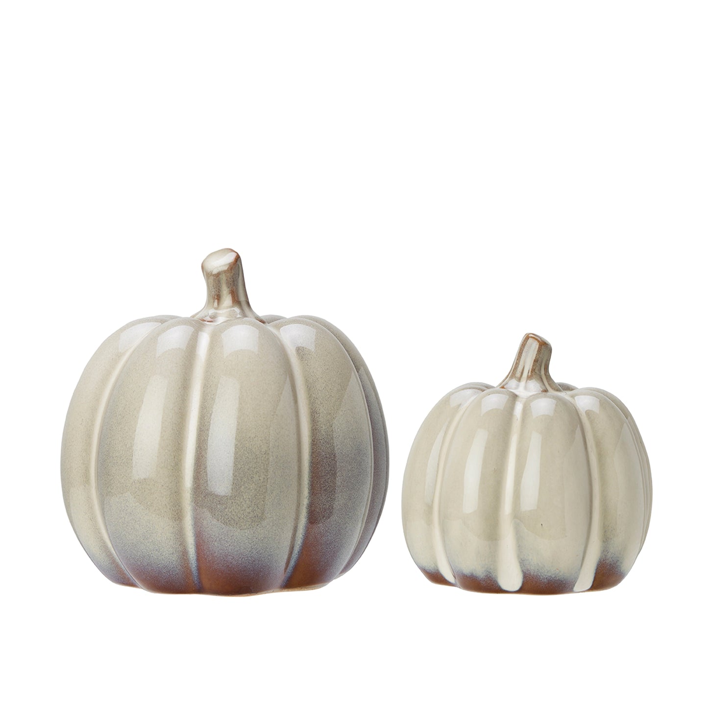 Beige Melange Ceramic Glazed Pumpkins - Size Choice | Annie Mo's