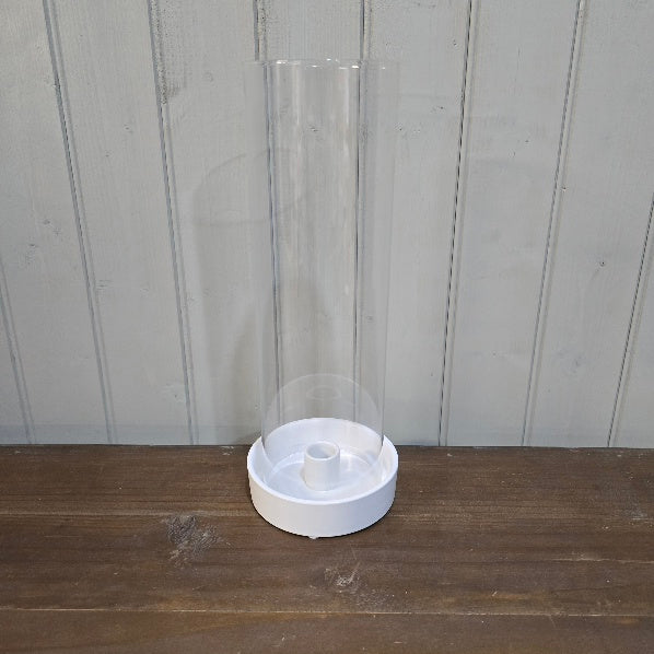 MEGAN Dolomite and Glass Hurricane Lamp 32cm C