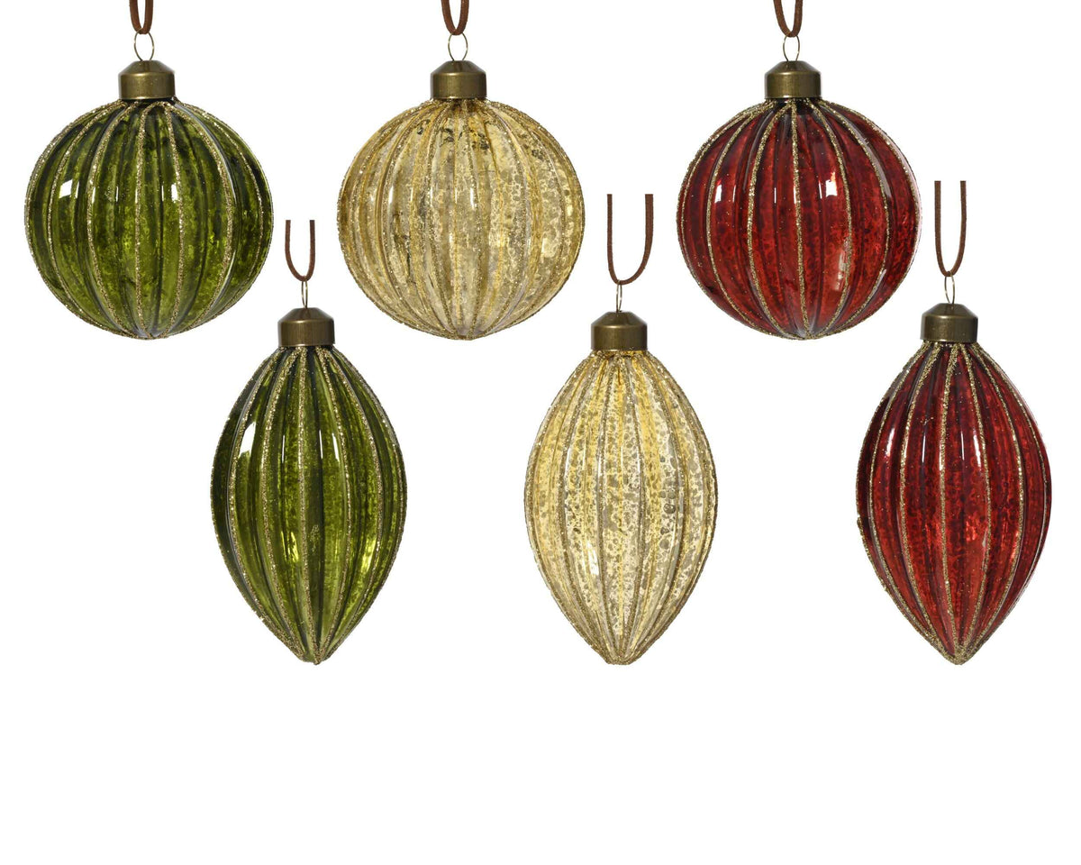 Set of Six Assorted Silver and Mixed Colour Hanging Baubles 10cm | Annie Mo's