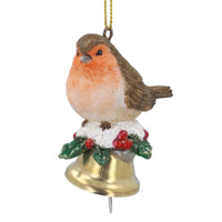 Resin Robin on Bell Decoration 6cm | Annie Mo's