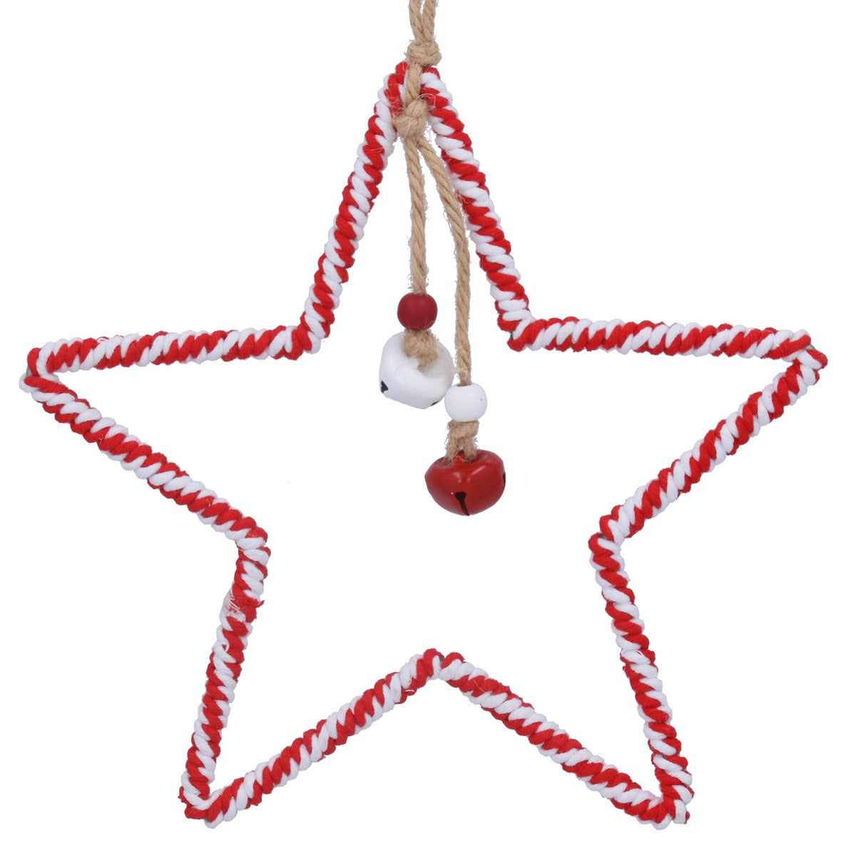Twine Hanging Dec 20cm - Red/White Wrapped Star | Annie Mo's