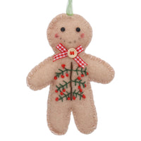 Wool Gingerbread Man with Spray Motif 8cm | Annie Mo's