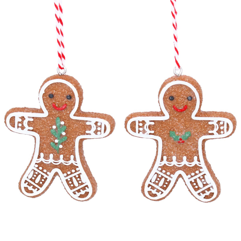Two Assorted Resin Gingerbread Man with Holly - 6cm | Annie Mo's