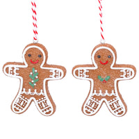 Two Assorted Resin Gingerbread Man with Holly - 6cm | Annie Mo's