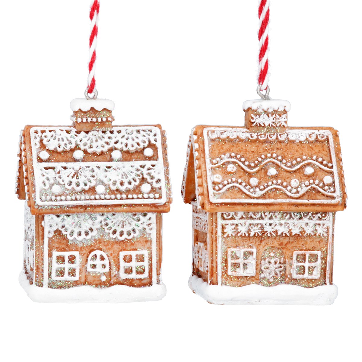 Resin Hanging Gingerbread House with Lace Design - Style Choice