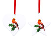 Ceramic Hanging Dec 7cm - Robin on Holly Star or Heart