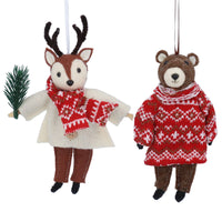 Fabric Reindeer and Bear with Scarf and Jumper Assorted Set of Two 19